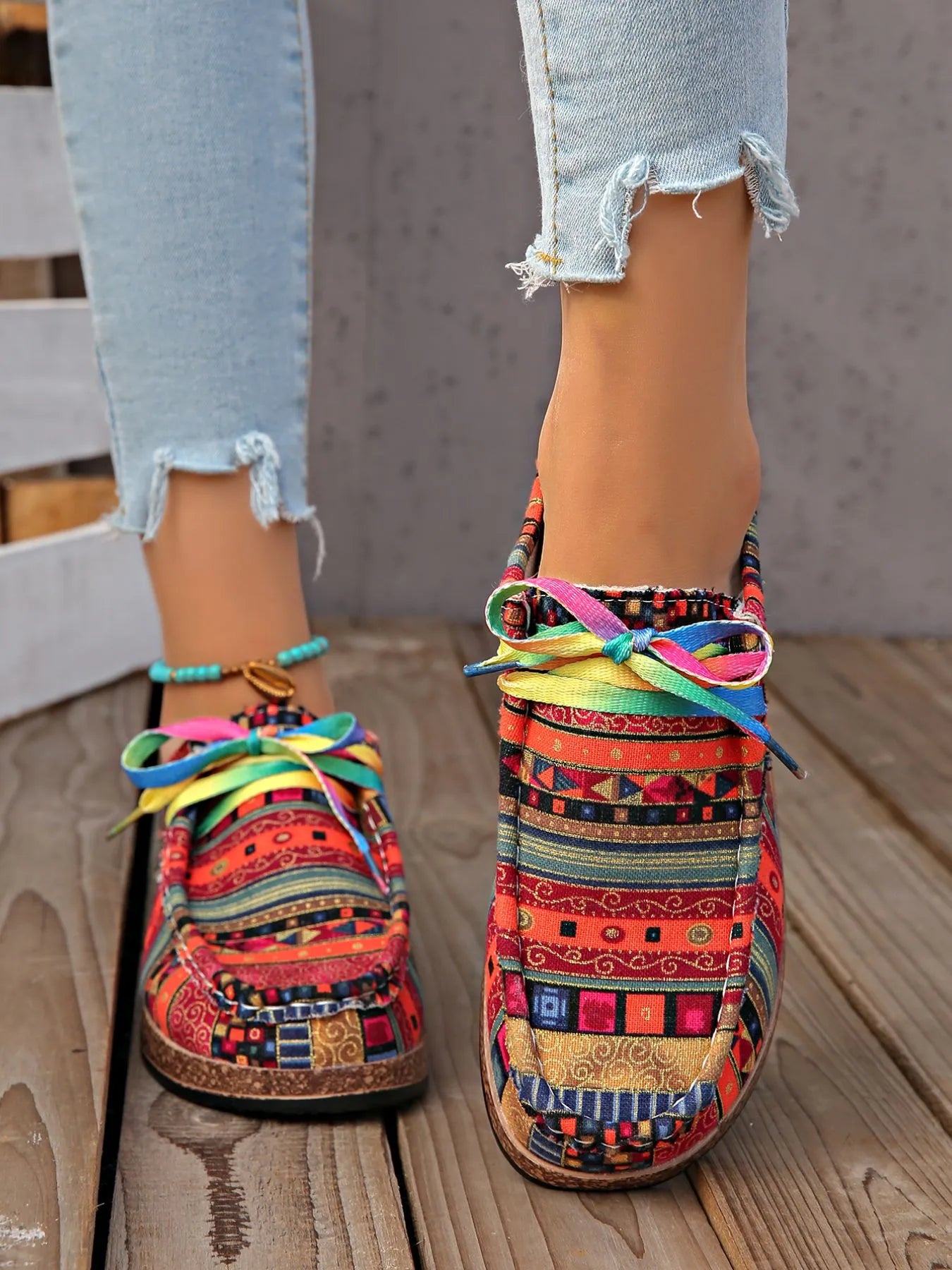 Printed Lace-Up Sneakers – Bold Everyday Style
