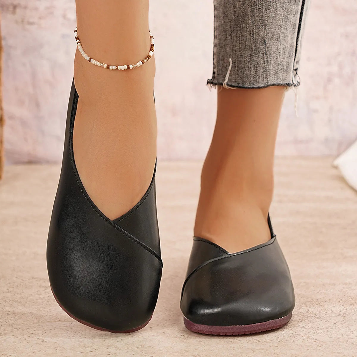 Women’s Round Toe Flats Slip-On Shoes – Comfortable Casual Ballet Loafers