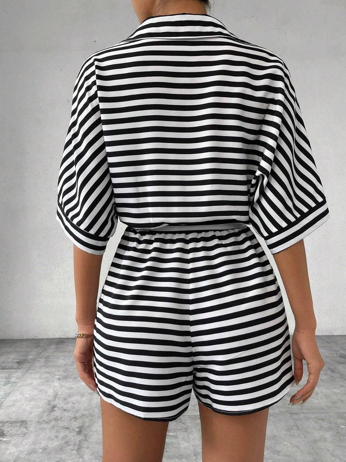 Striped Romper - Tie Waist