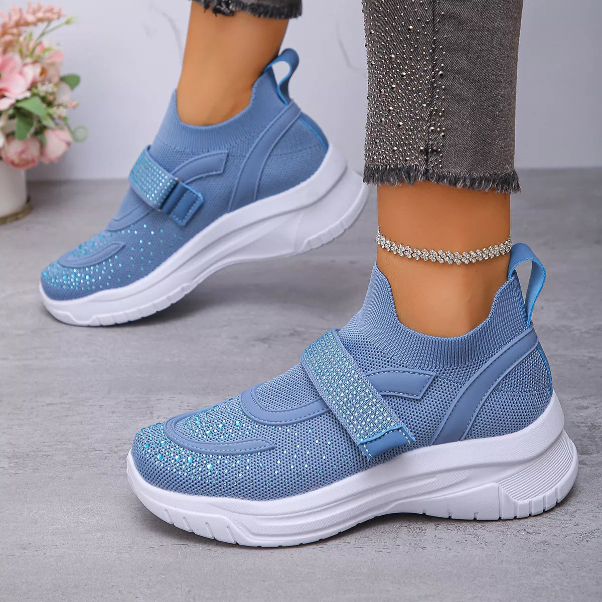 Mesh Sneakers with Round Toe