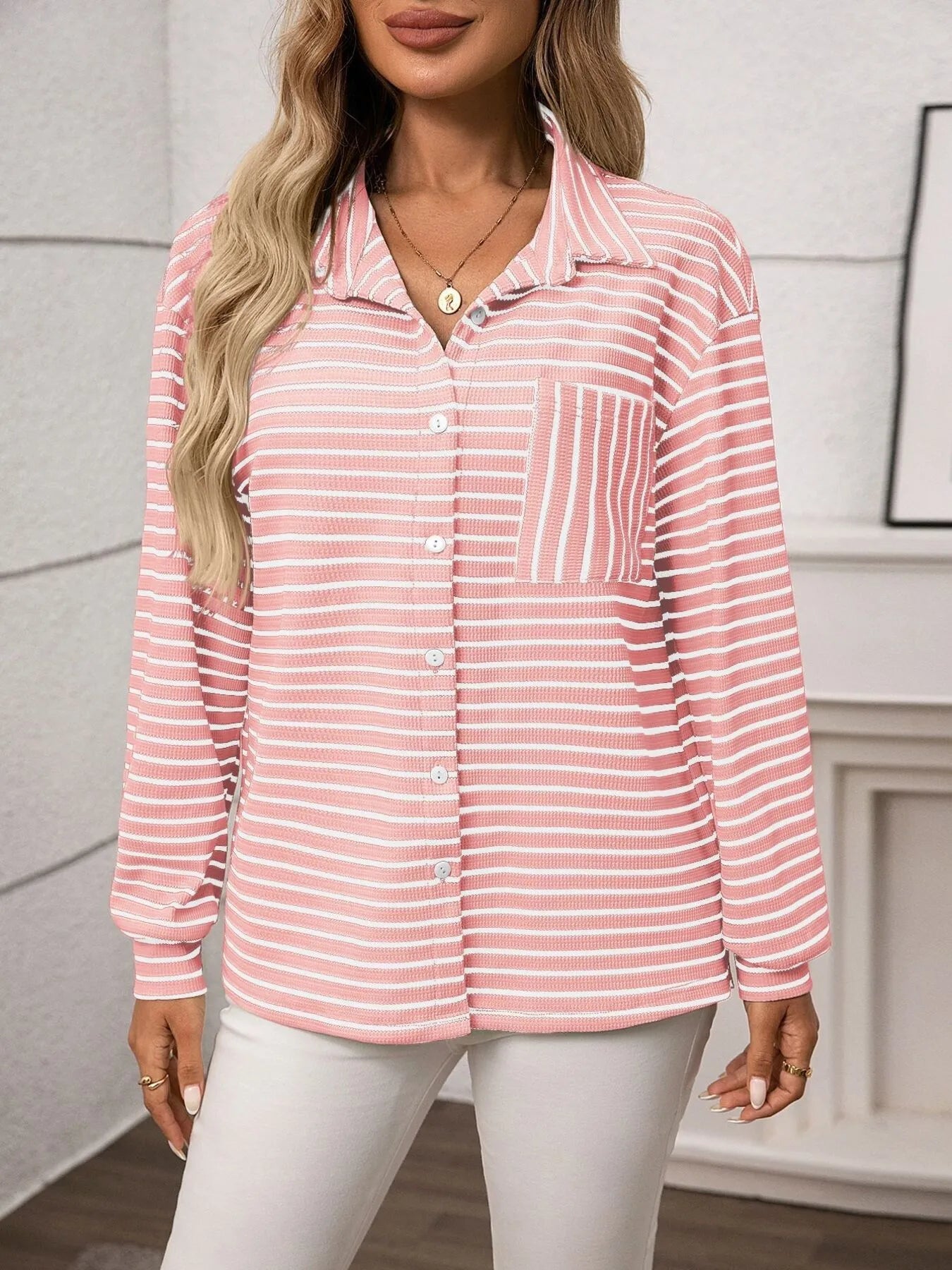 Chic Stripe Button-Up: Classic Style, All-Day Comfort