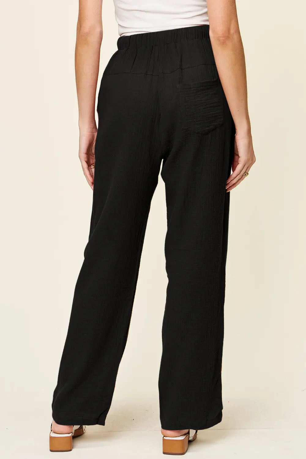 Hot Vibe Drawstring Straight Pants - Black or Hot Pink