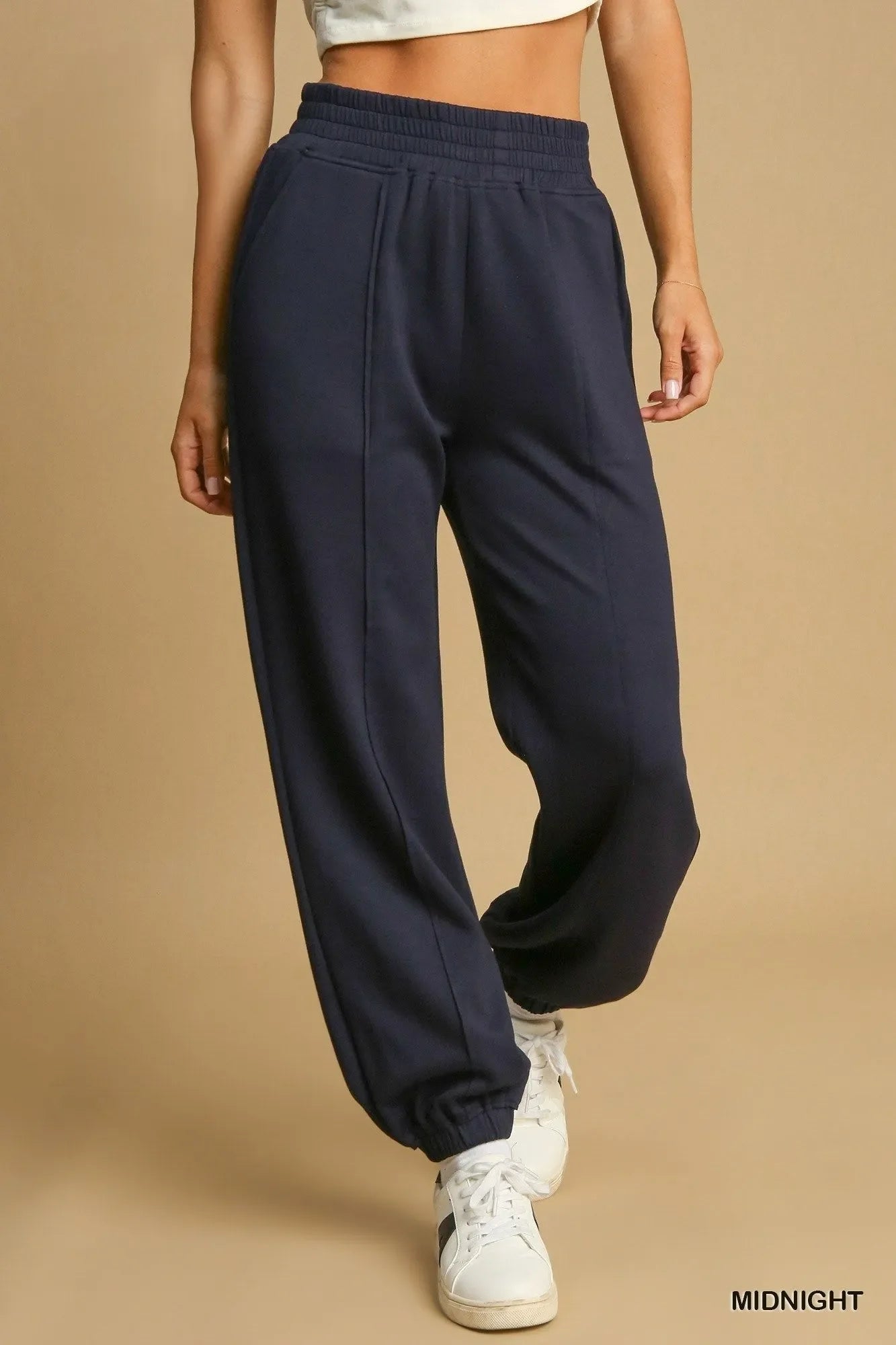 Chic Midnight Front Seam Joggers