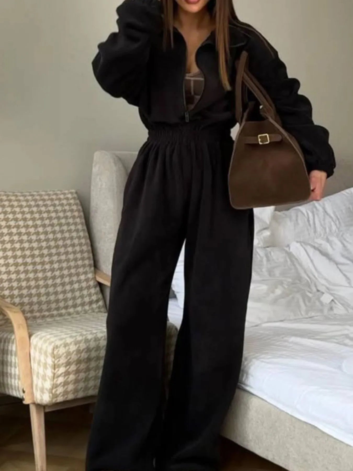 Women's Jumpsuit Zip Front Long Sleeve