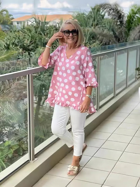 Jolene | Printed Relaxed Blouse Pink