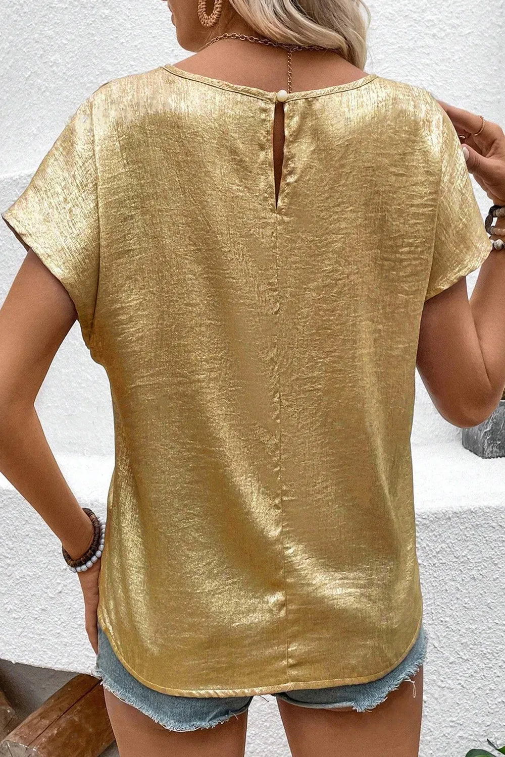Metallic Gold Blouse - Short Sleeve