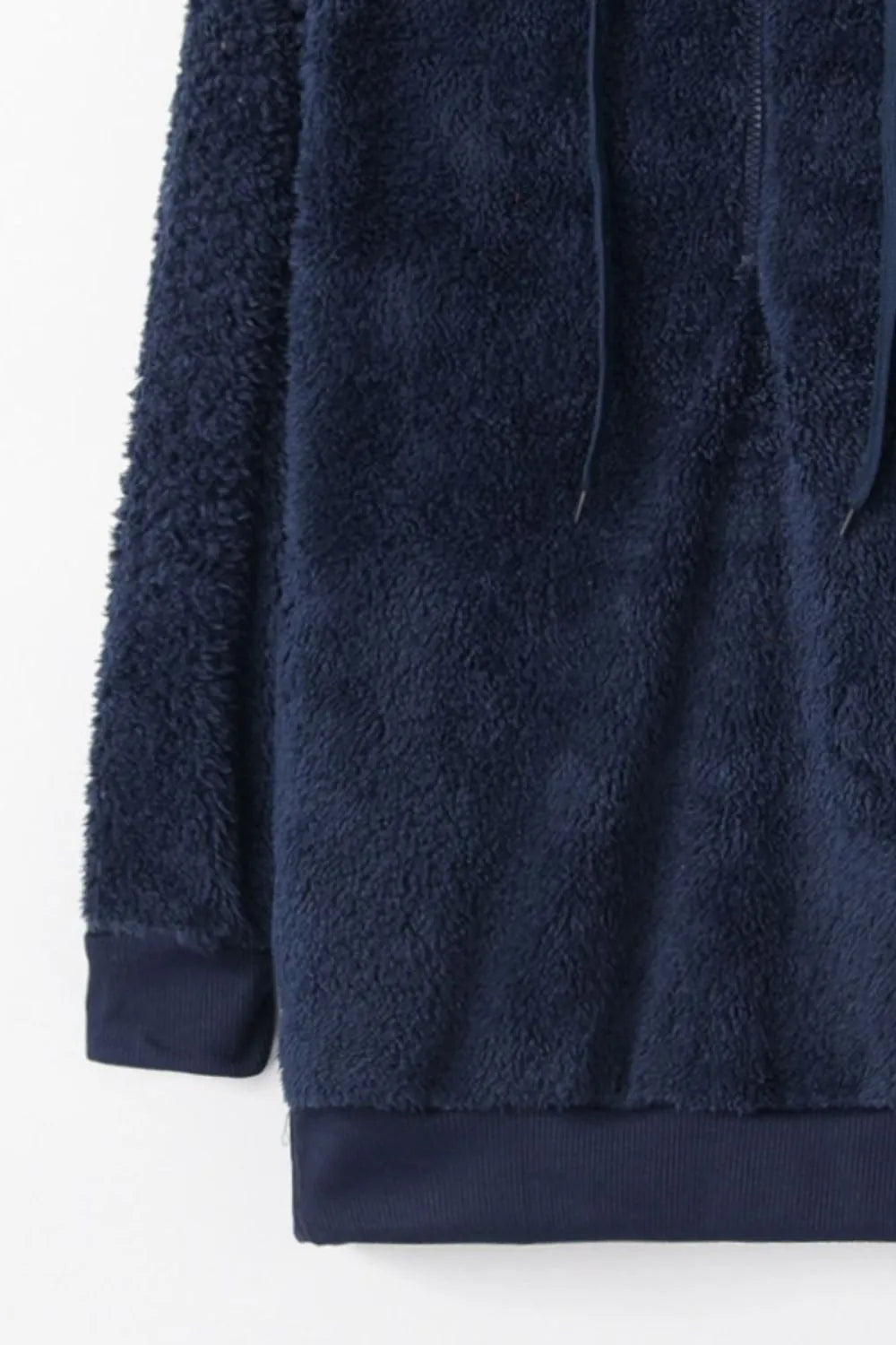Cozy Quarter-Zip Teddy Hoodie – Full Size, Plush & Playful with Drawstring Style