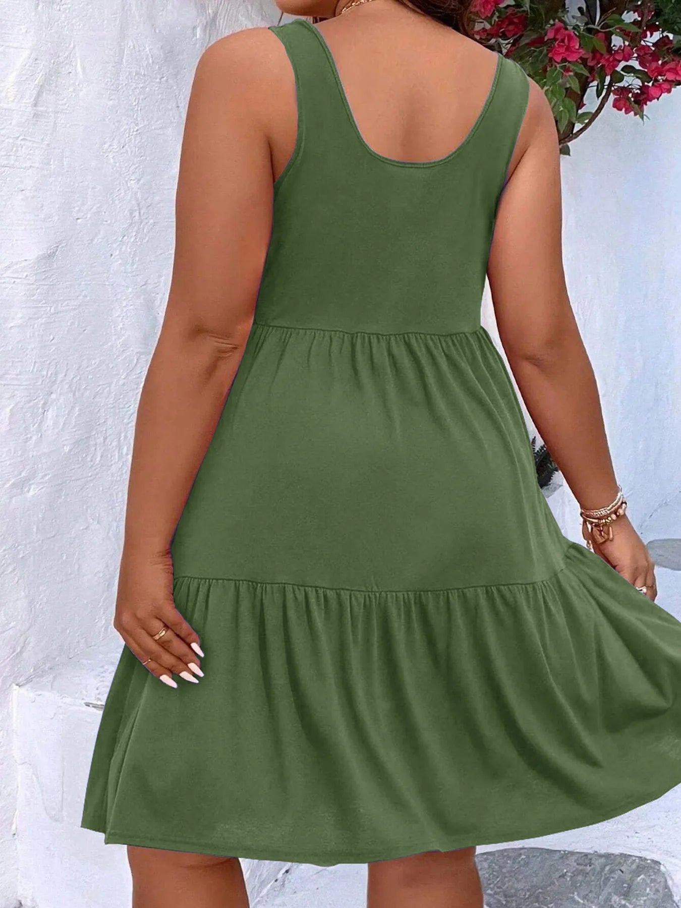 Plus Size Tiered Scoop Neck Tank Dress