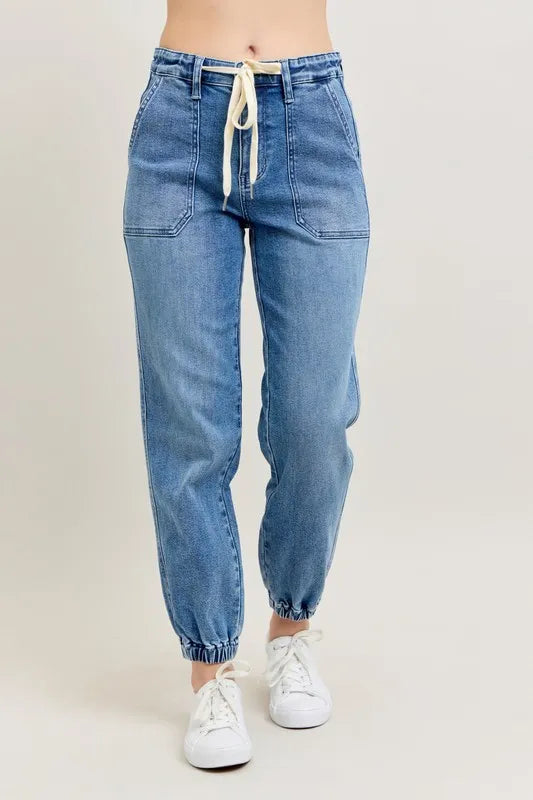 Everyday High Waist Denim Joggers – Plus Size
