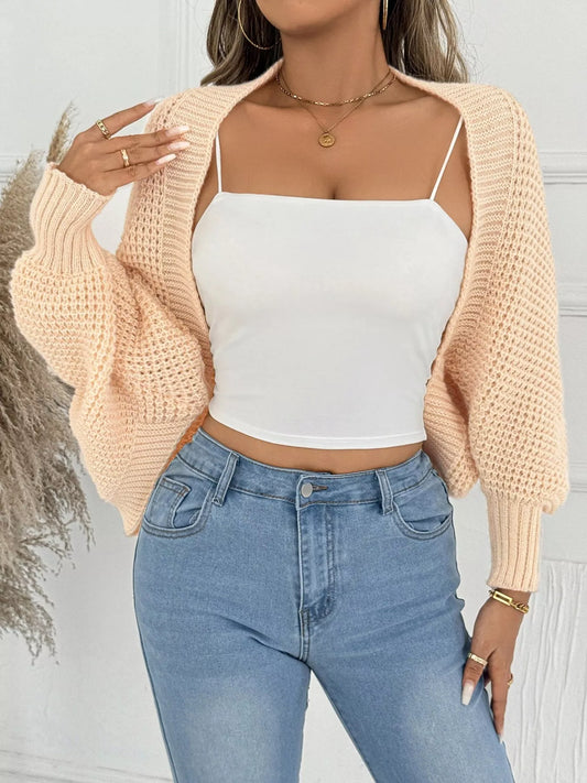 Open Front Batwing Sleeve Cardigan – Cozy Women’s Relaxed Fit Layering Sweater