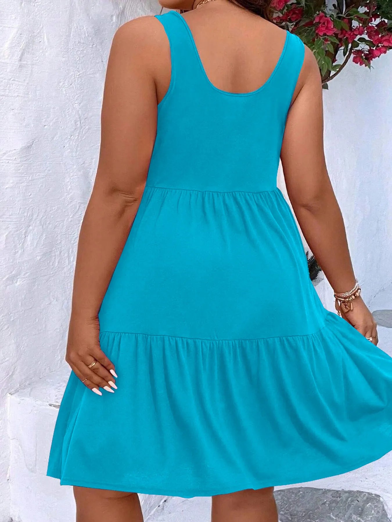 Plus Size Tiered Scoop Neck Tank Dress