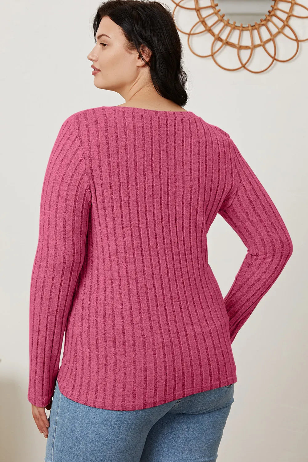 Comfy Ribbed V-Neck Long Sleeve Tee