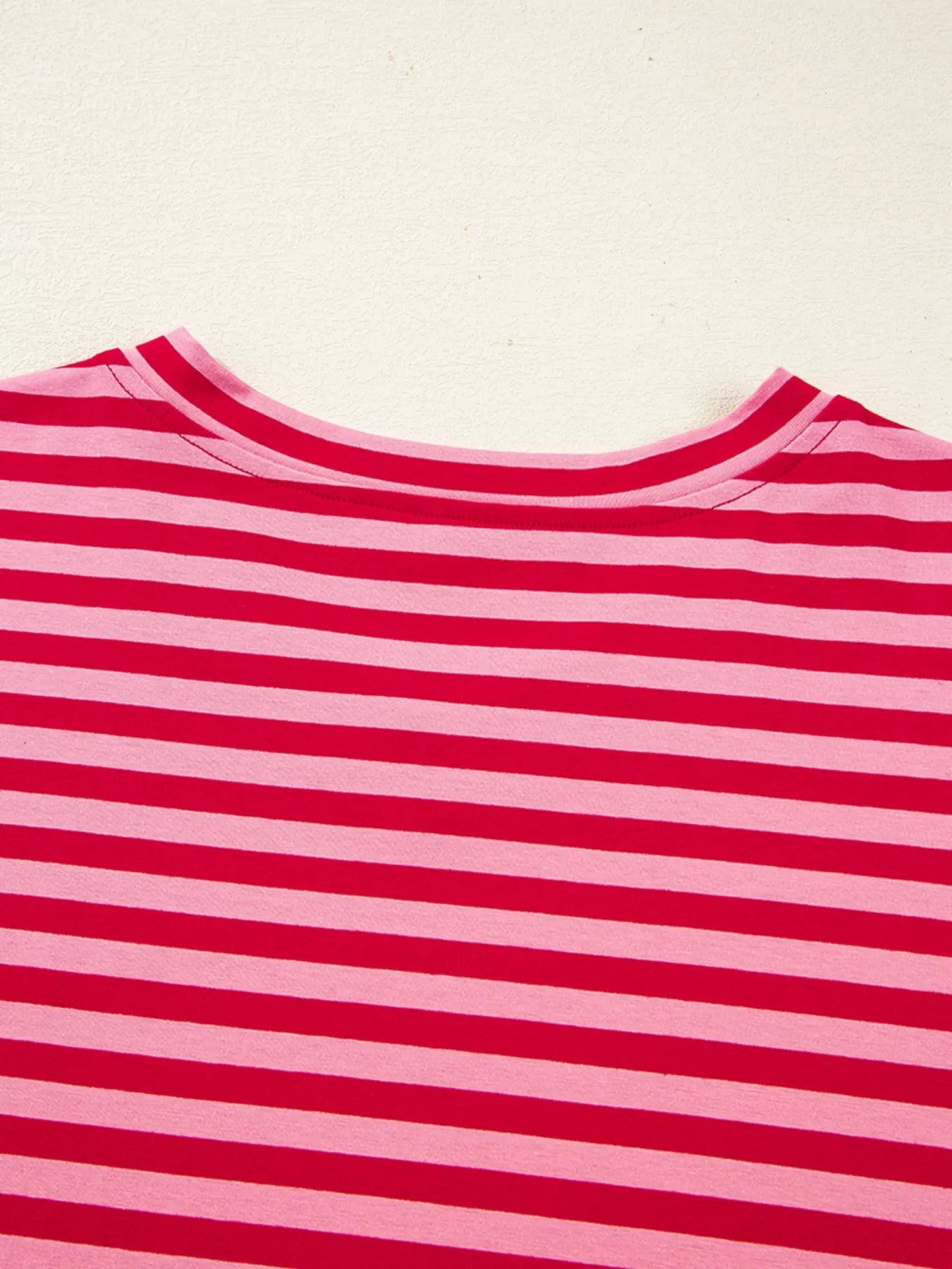 Red and Pink Striped V Neck Sweater