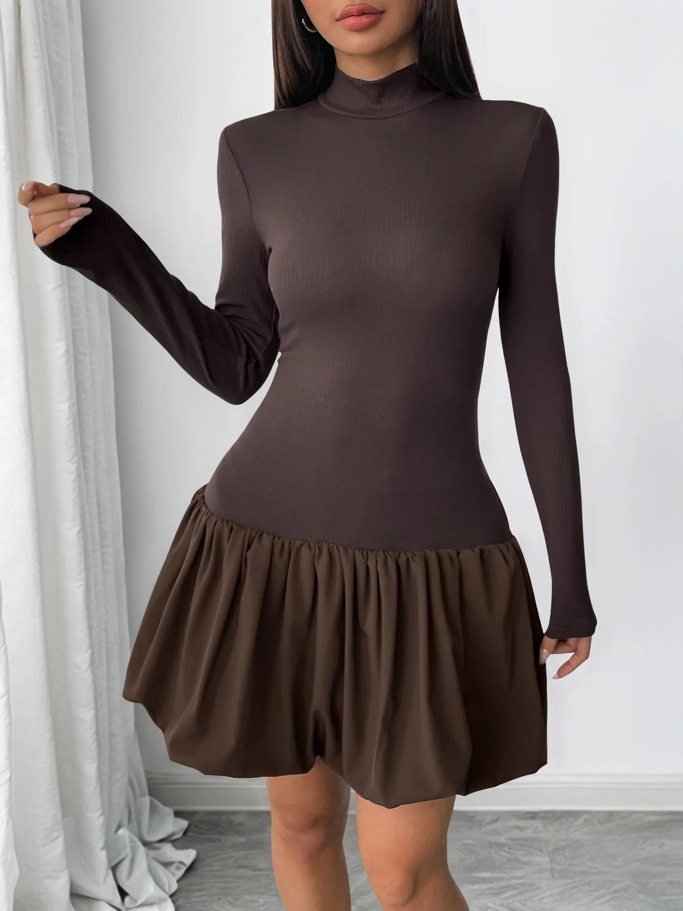 BubbleGrace Mock Neck Dress