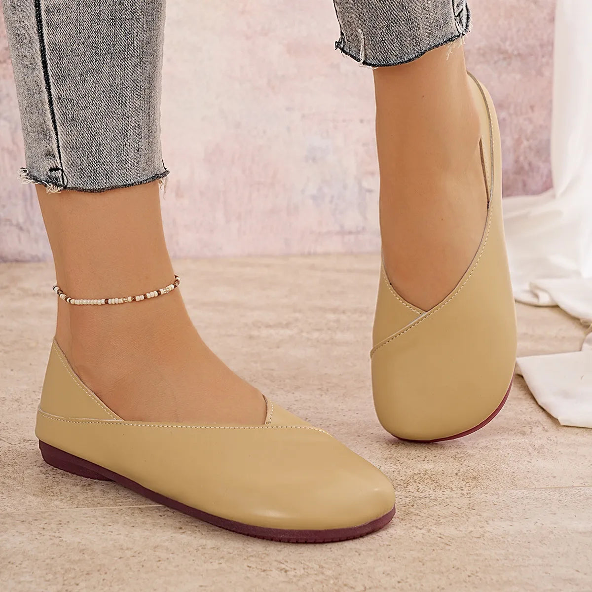 Women’s Round Toe Flats Slip-On Shoes – Comfortable Casual Ballet Loafers
