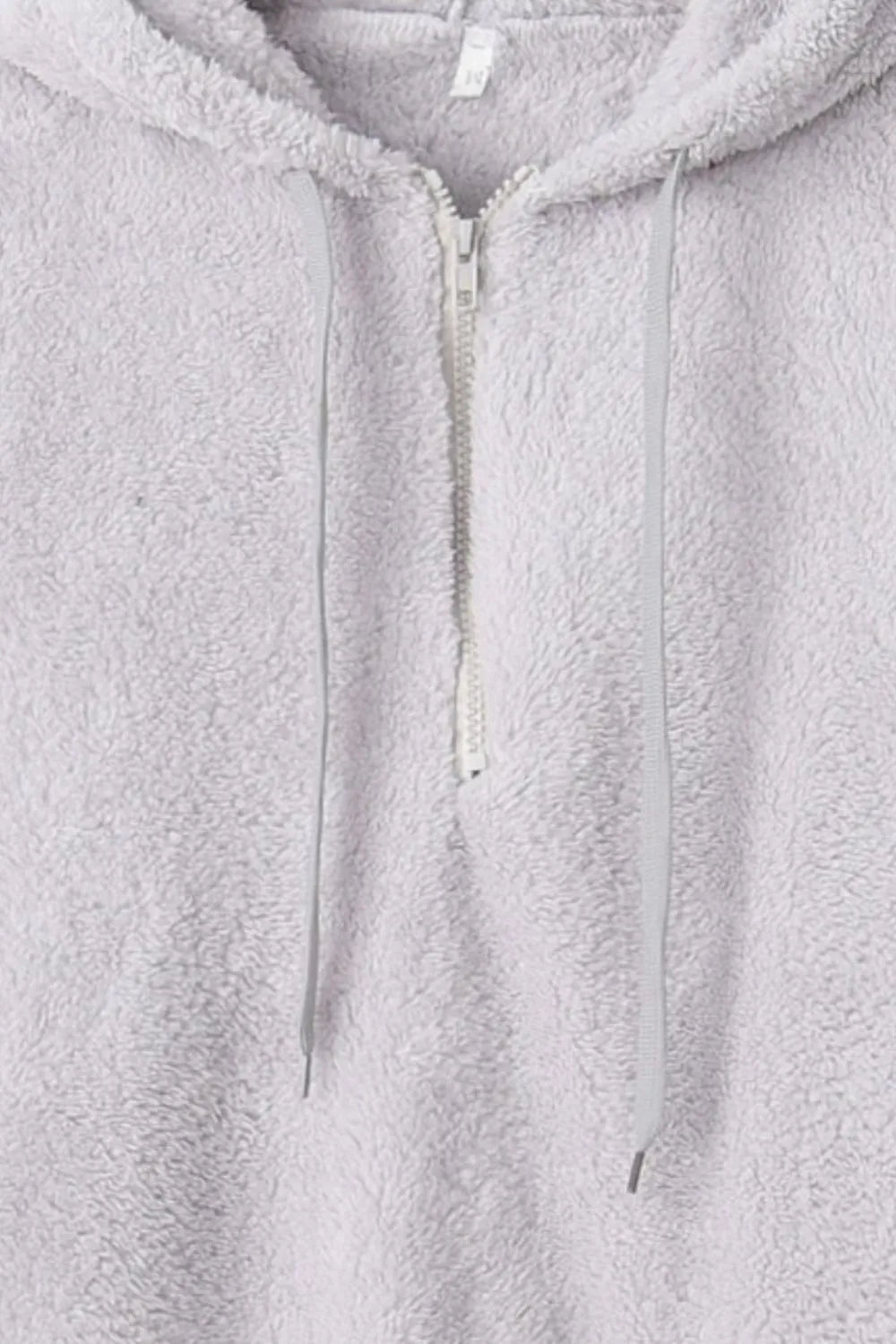 Cozy Quarter-Zip Teddy Hoodie – Full Size, Plush & Playful with Drawstring Style
