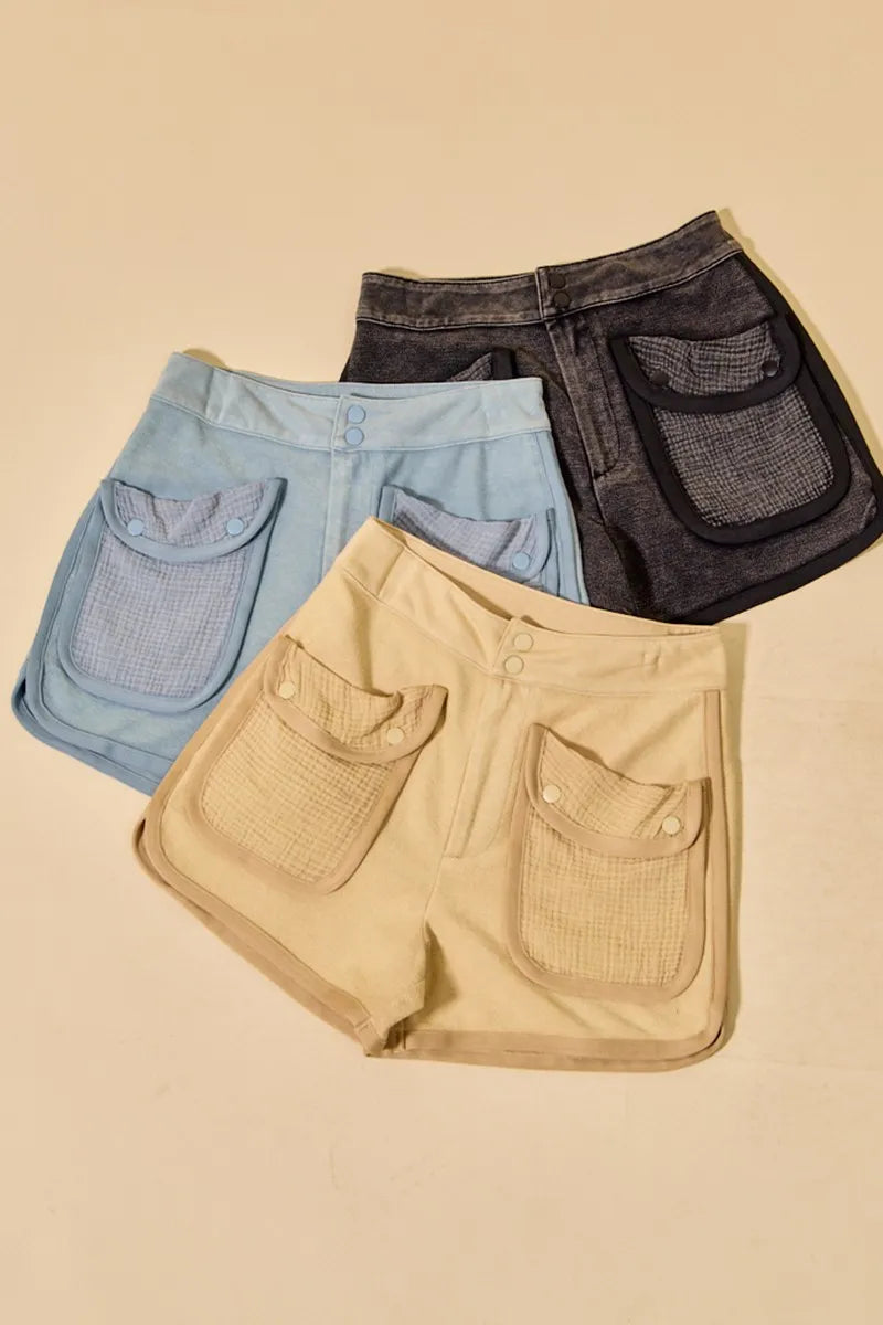 Charcoal Luxe Mineral Washed Cargo Shorts