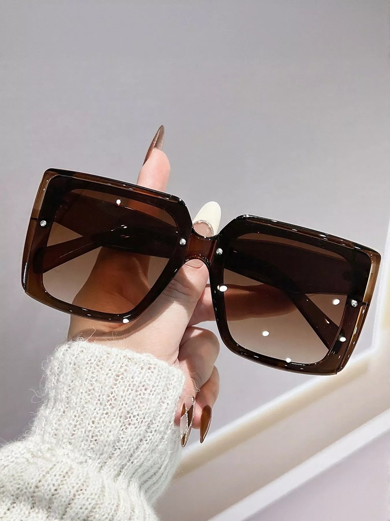 Oversized Square Sunglasses UV400 | Lightweight PC Frame
