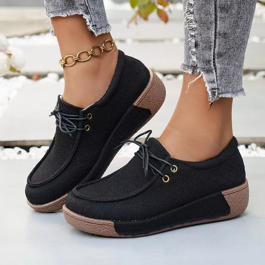 Round Toe Lace-Up Sneakers