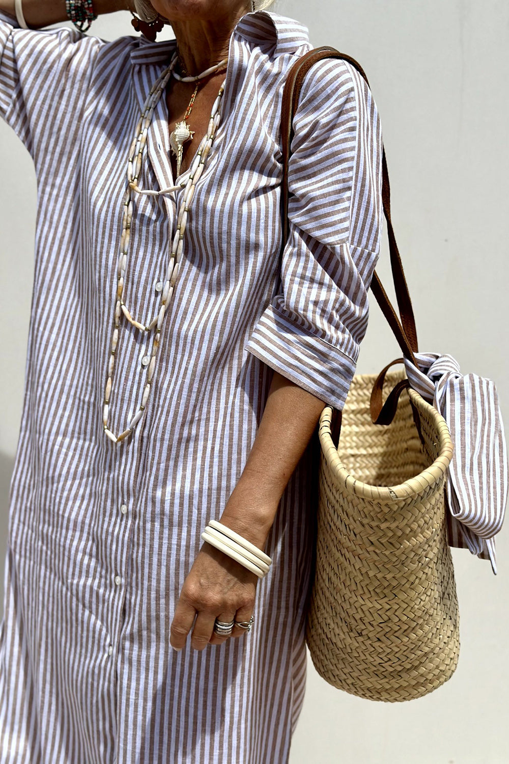 Camila | Stylish Striped Slit Shirt Dress
