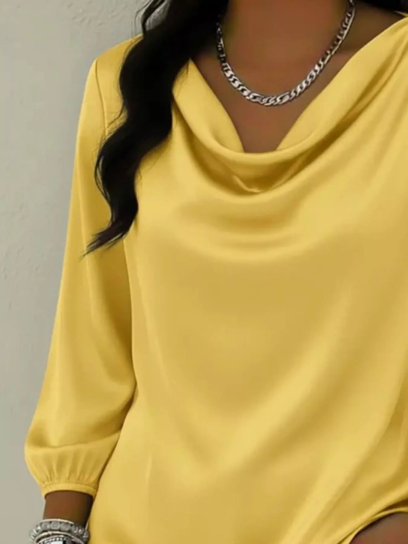 Full Size Satin Cowl Neck Blouse Inclusive Sizing
