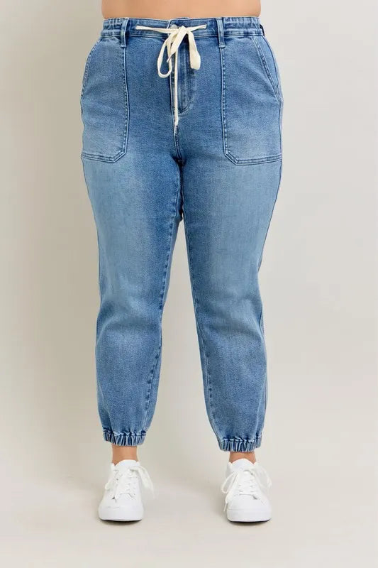 Everyday High Waist Denim Joggers – Plus Size
