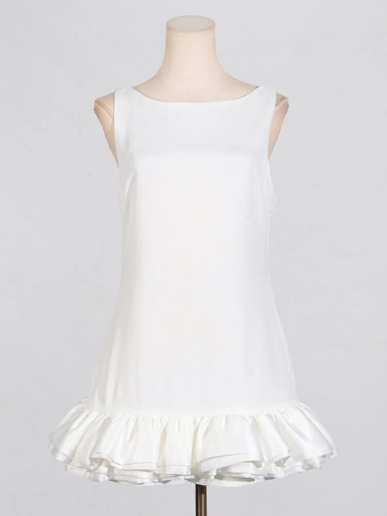 White Ruffled Hem Sleeveless Mini Dress – Flirty Summer Casual Dress for Women