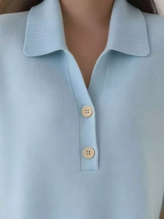 Full Size Button Detail Long Sleeve Sweater Plus Size