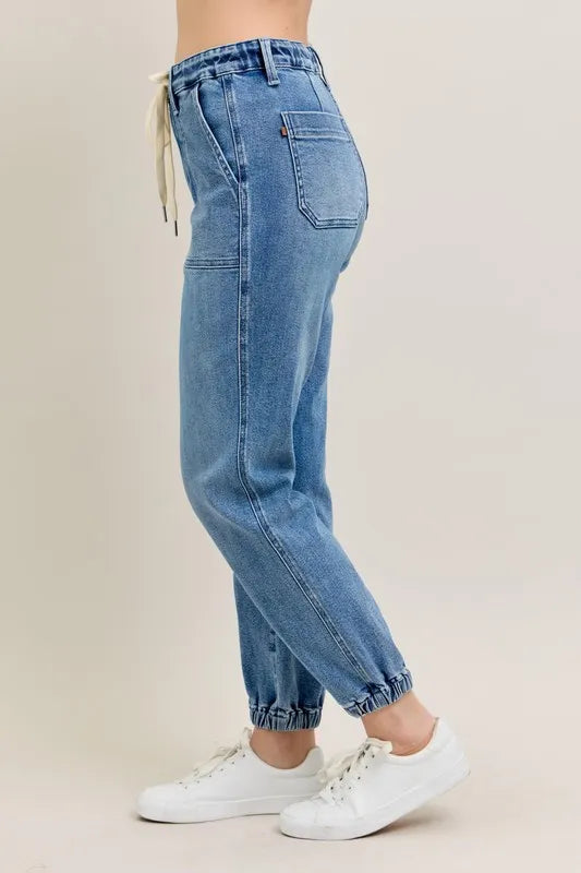 Everyday High Waist Denim Joggers – Plus Size