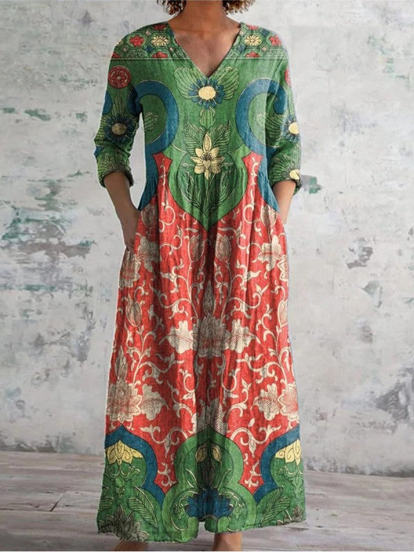 Judith | Maxikleid mit Vintage-Blumenmuster