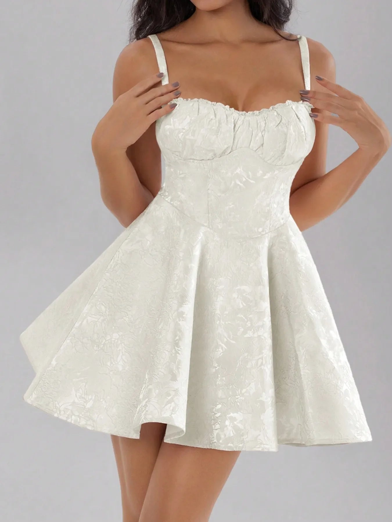 White Bow Back Sweetheart Neck Cami Dress – Elegant Mini Dress for Women