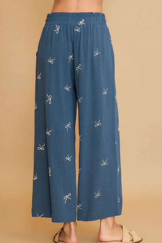 Dreamy Bow Lace Wide Leg Pants (Plus)