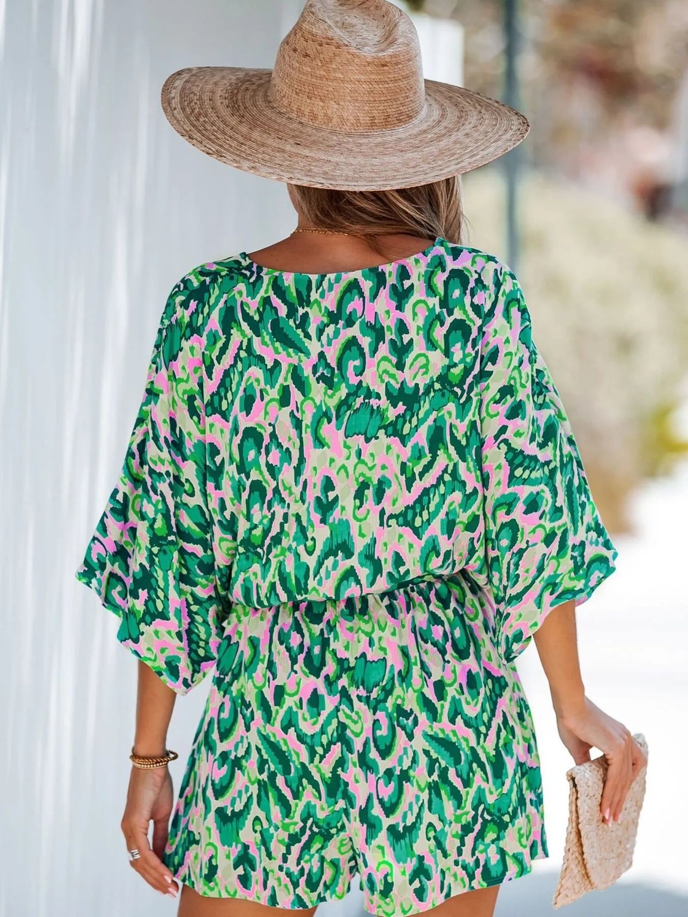 Boho Bloom V-Neck Batwing Romper