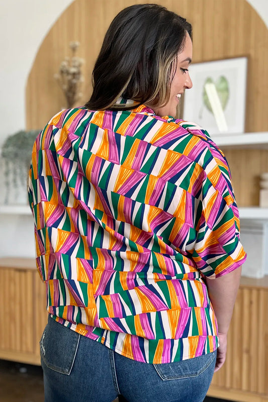Color Pizazz Notched Dolman Sleeve Top