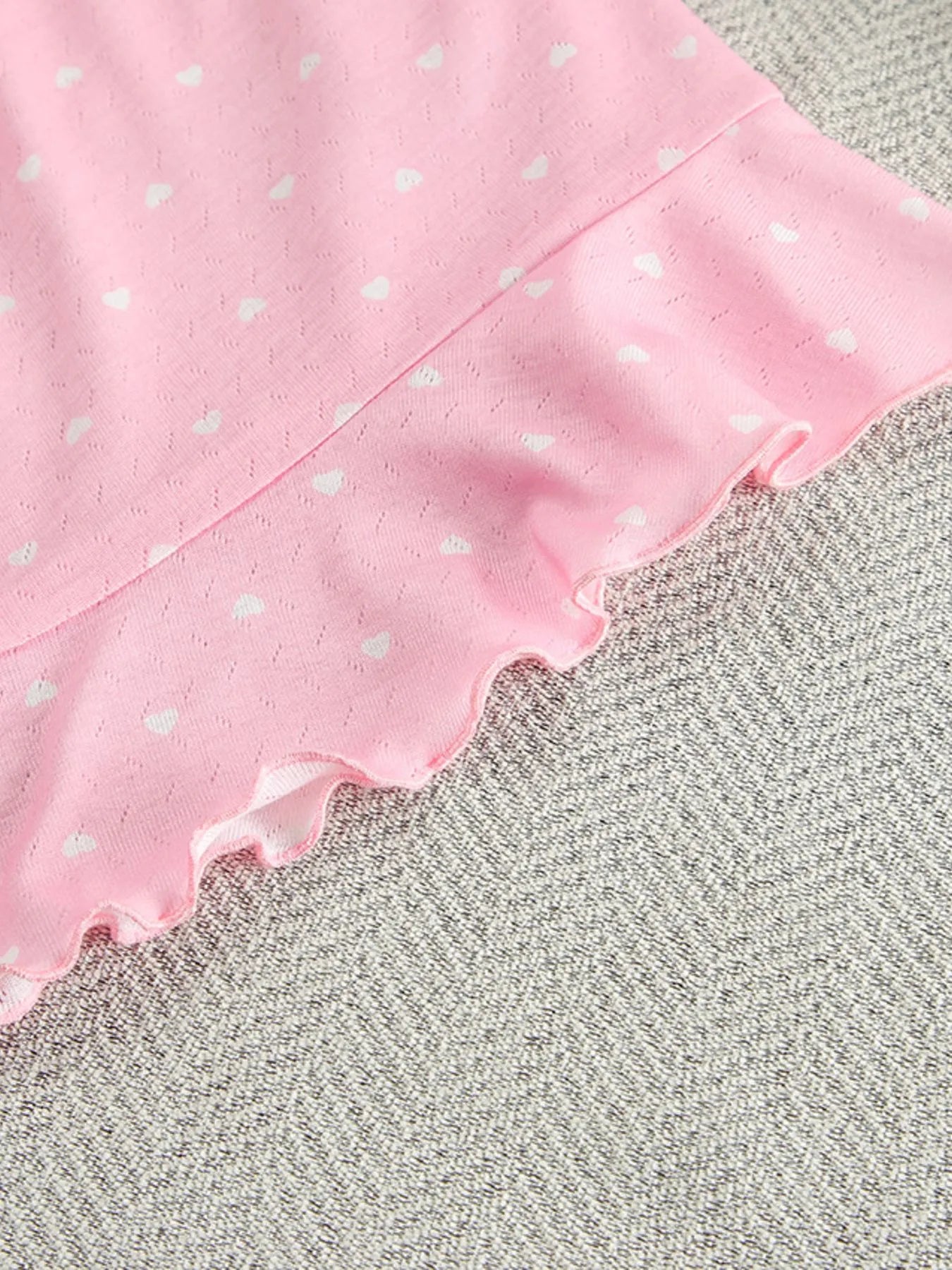 Sweet Pink Polka Dot Lounge Set – Soft Round Neck Top & Pants