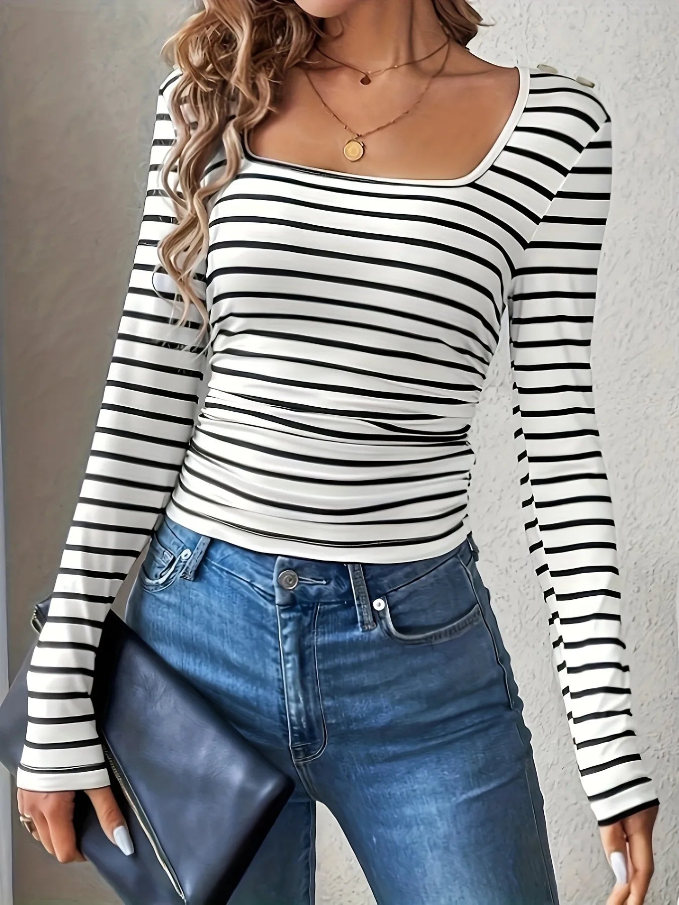 Striped Scoop Neck Long Sleeve T-Shirt