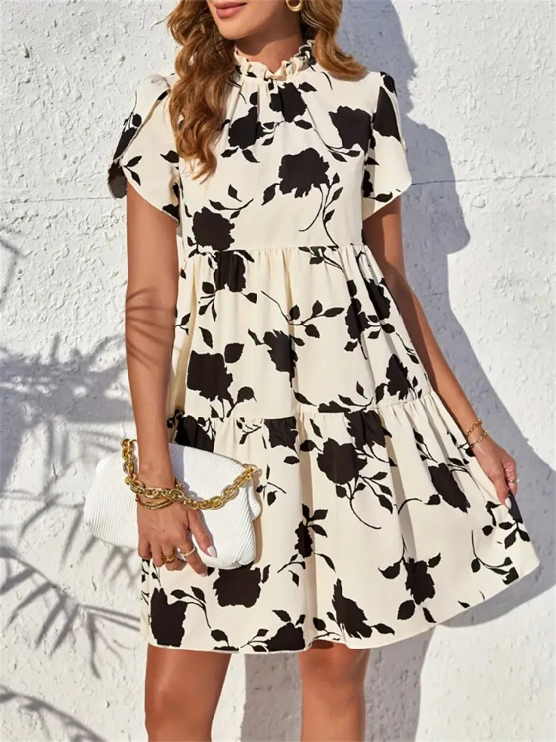 Trendy Print Short Sleeve Mini Dress