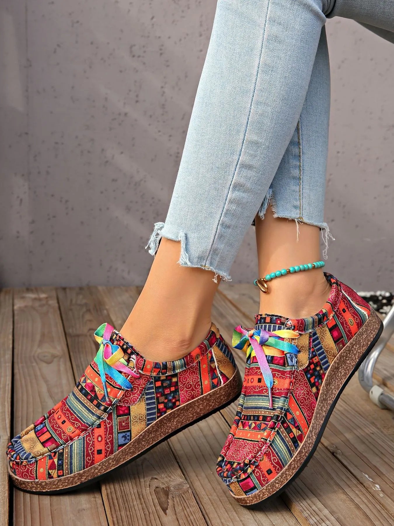 Printed Lace-Up Sneakers – Bold Everyday Style