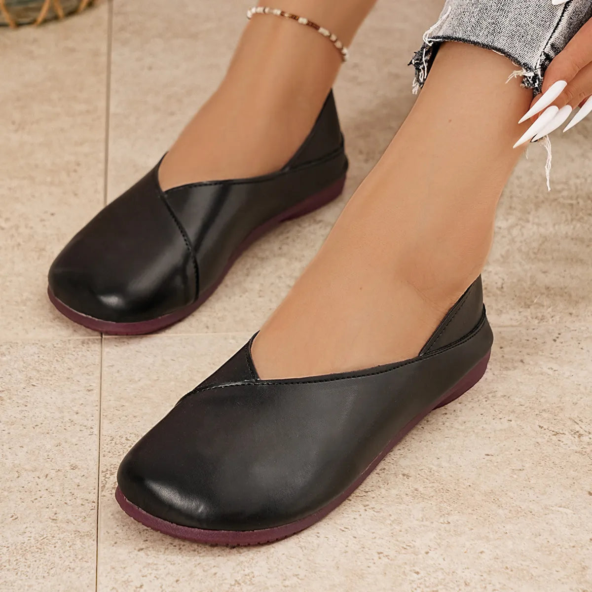 Women’s Round Toe Flats Slip-On Shoes – Comfortable Casual Ballet Loafers