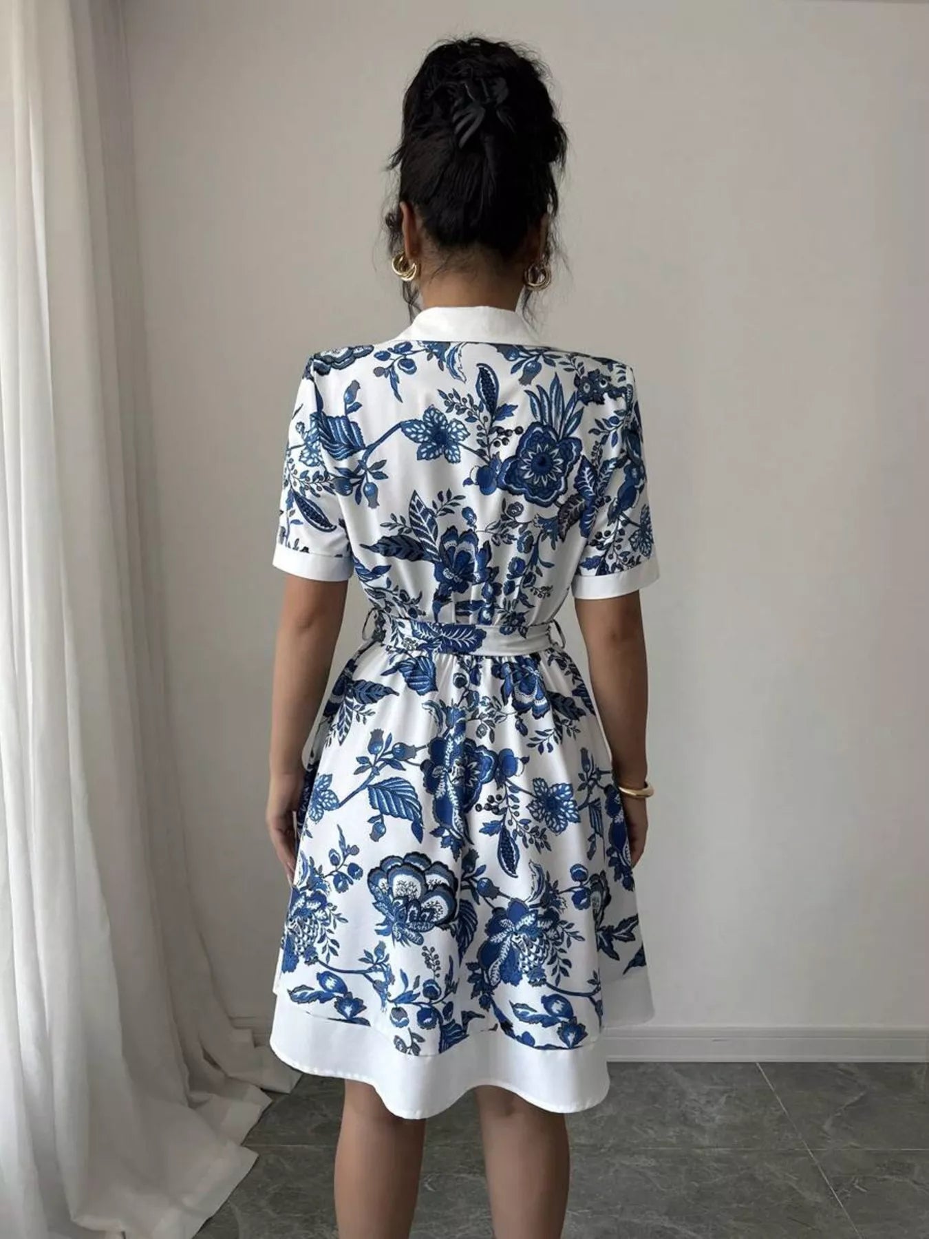 Floral Print Button-Front Shirt Dress – Casual Collared Mini Dress for Women