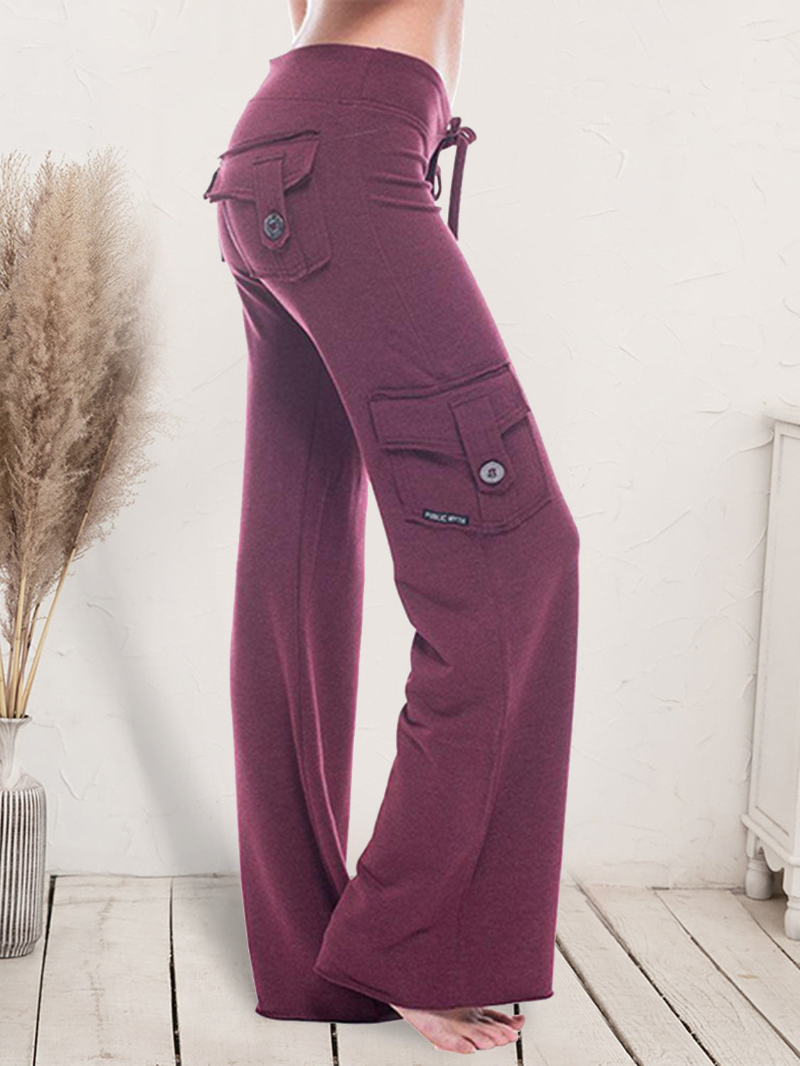 Mid Waist Pants Pockets