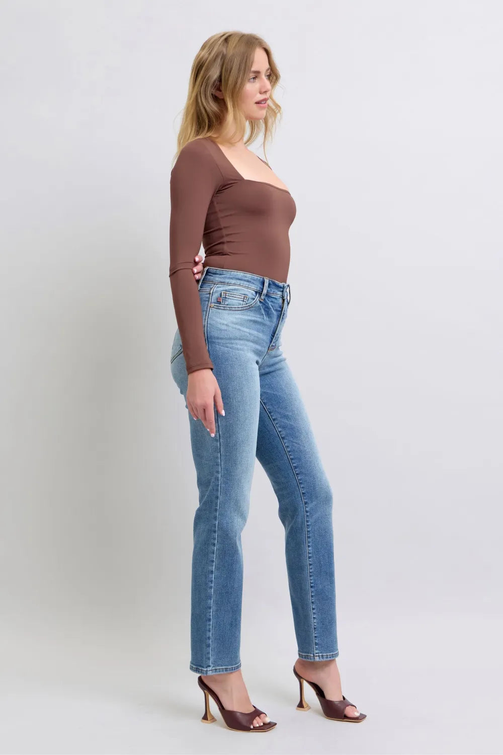 Vintage Blue Washed Straight Jeans