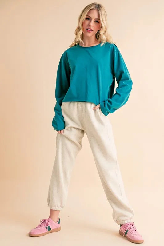 Heather Bone Drawstring Elastic Waist Joggers