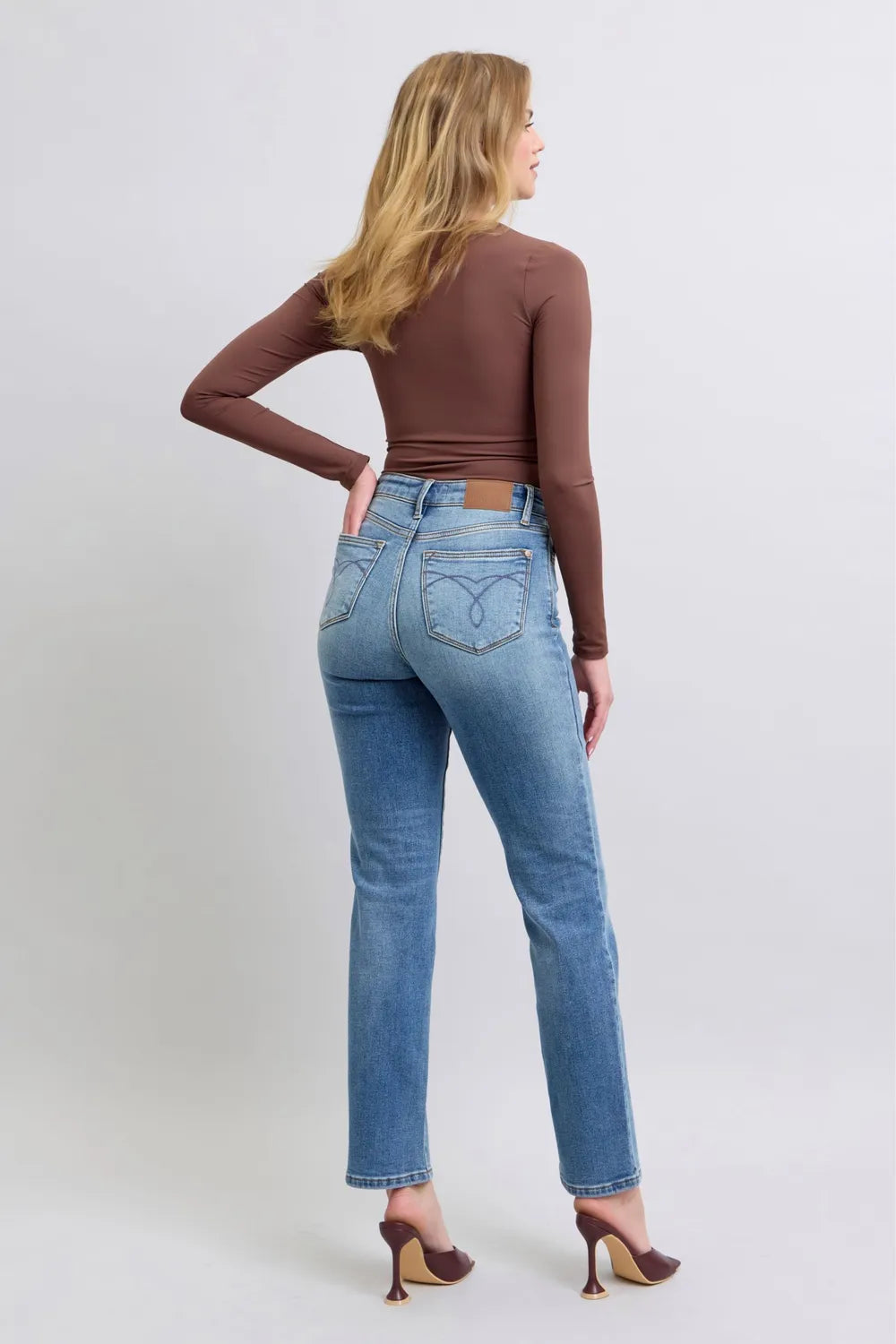 Vintage Blue Washed Straight Jeans