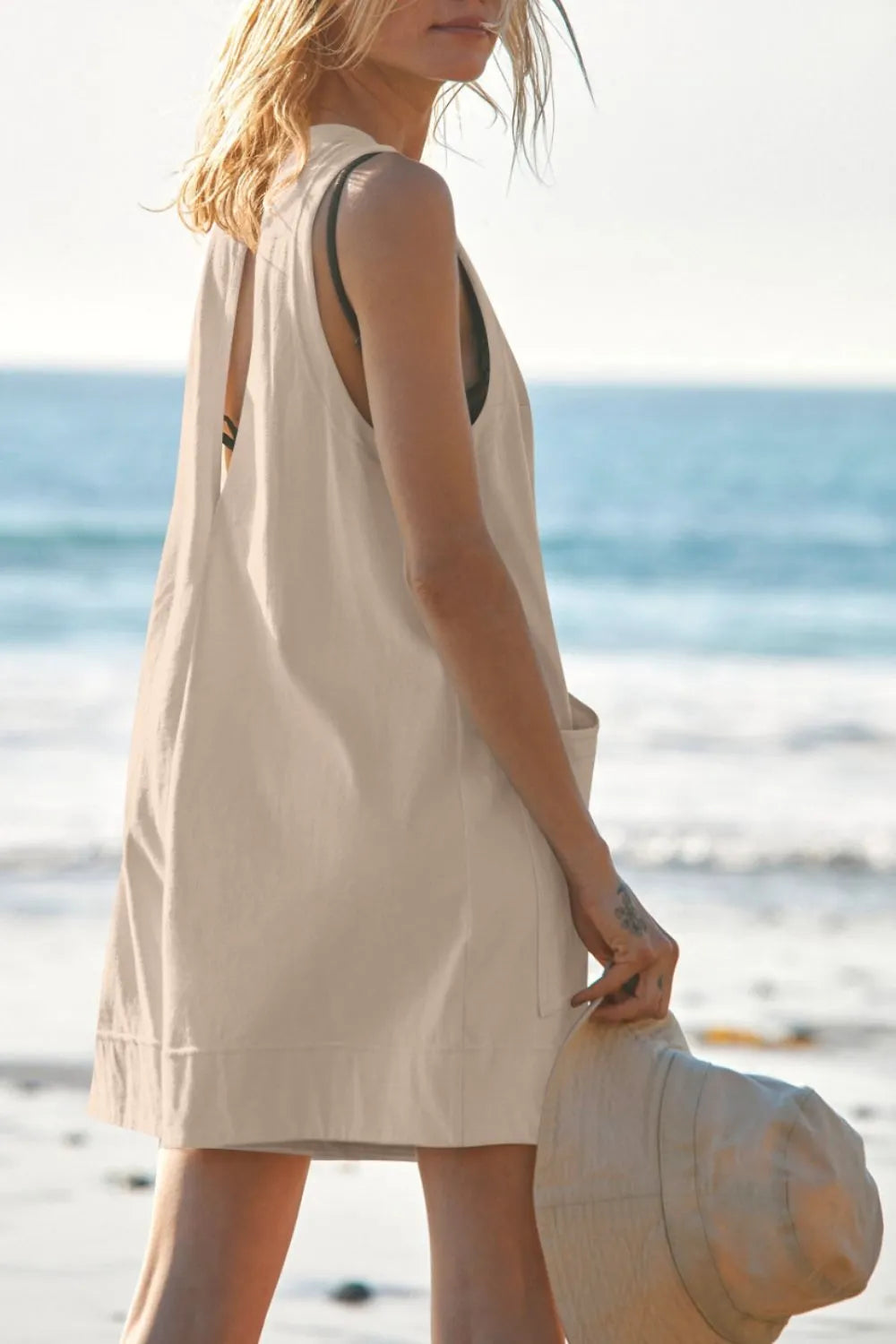 Sleeveless Romper - Round Neck