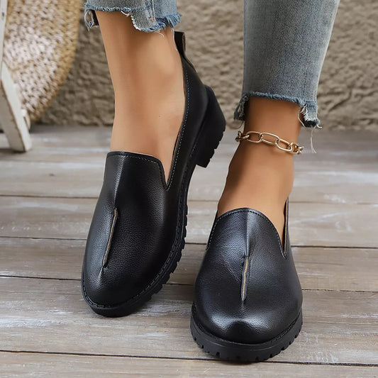 Round Toe Block Heels Loafers