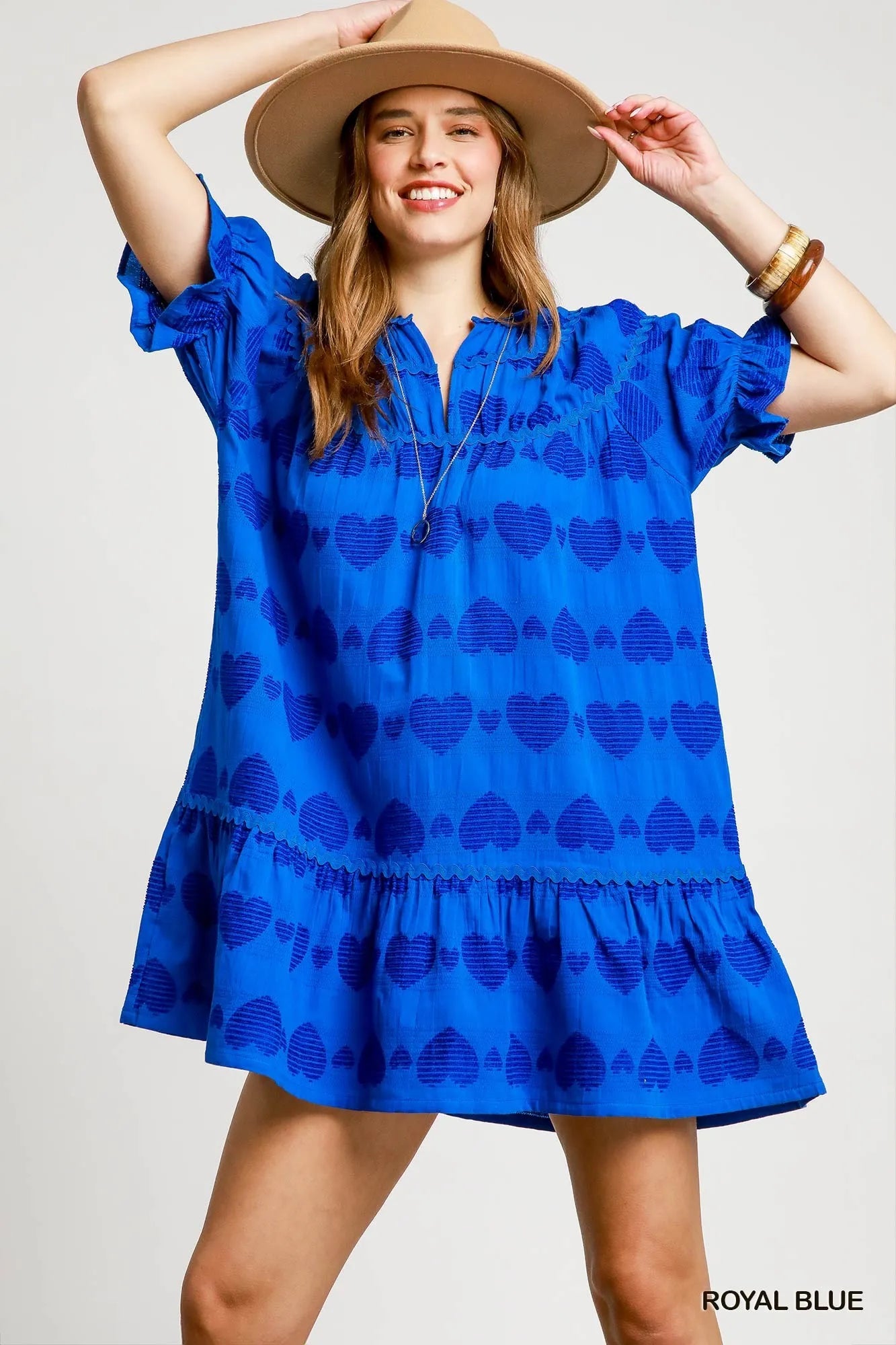 Blue Crush Heart Print Babydoll Dress