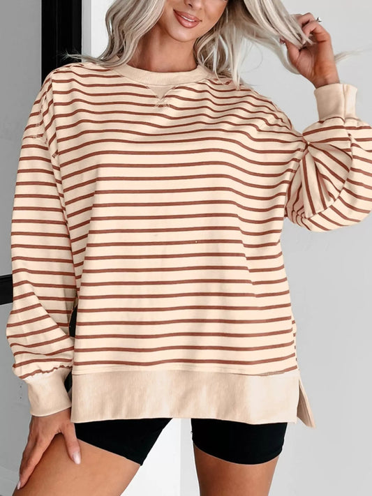 Striped Crew Neck Casual Sweatshirt