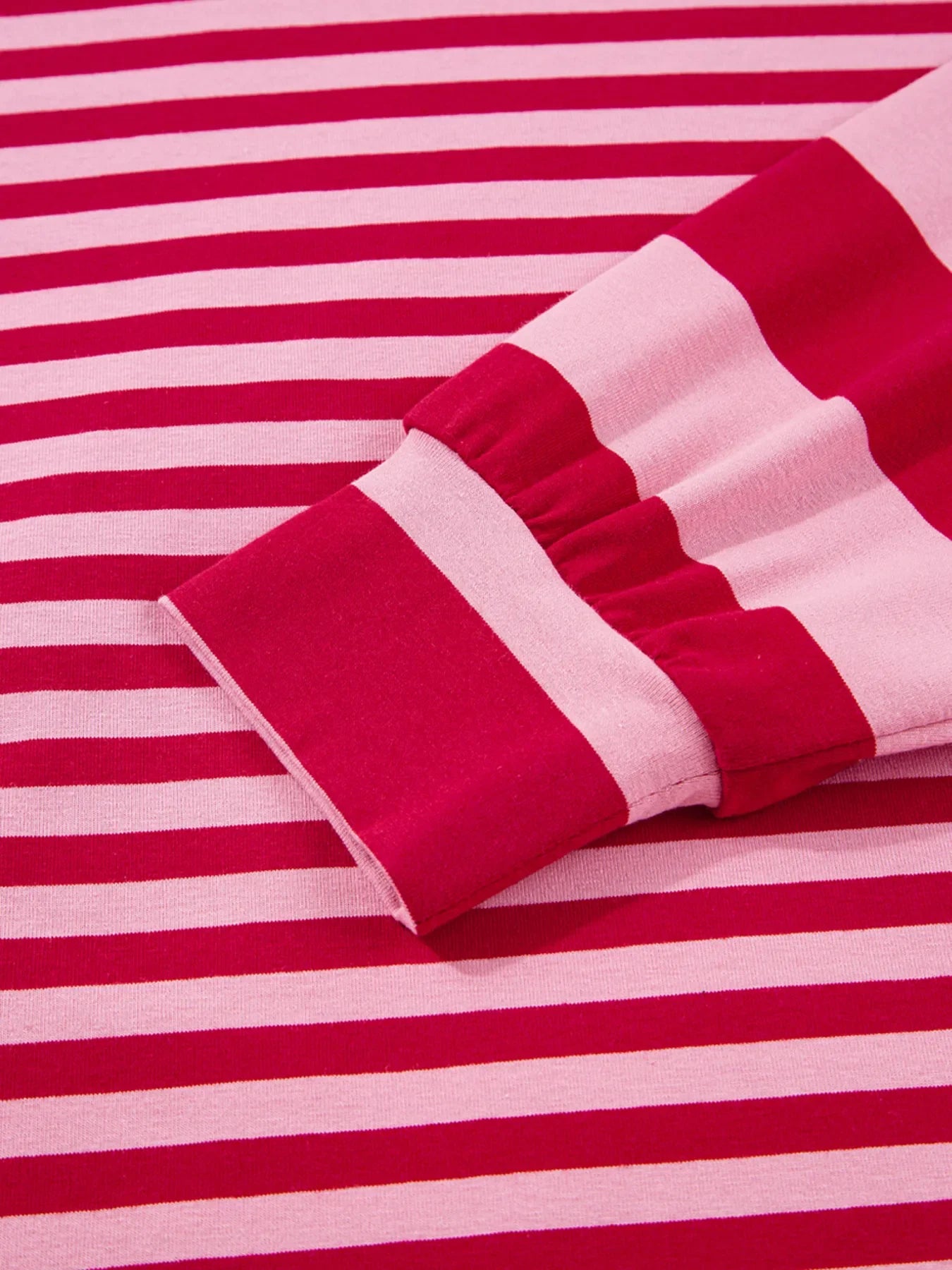 Red and Pink Striped V Neck Sweater