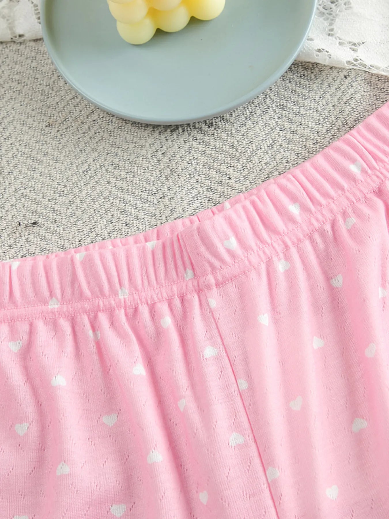Sweet Pink Polka Dot Lounge Set – Soft Round Neck Top & Pants